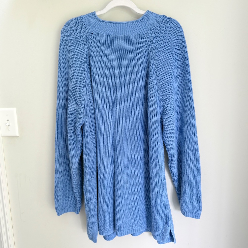 Talbots Plus Roll-Neck Sweater Sky Blue 100% Cotton Classic Coastal Size 3X